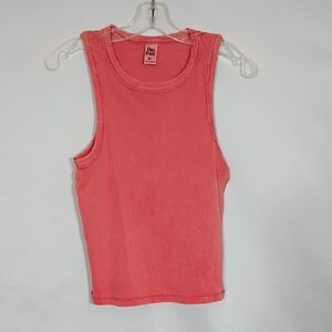 NWT Day Break Radiant Red Acid Wash Racerback Rib Tank Women's Size XL